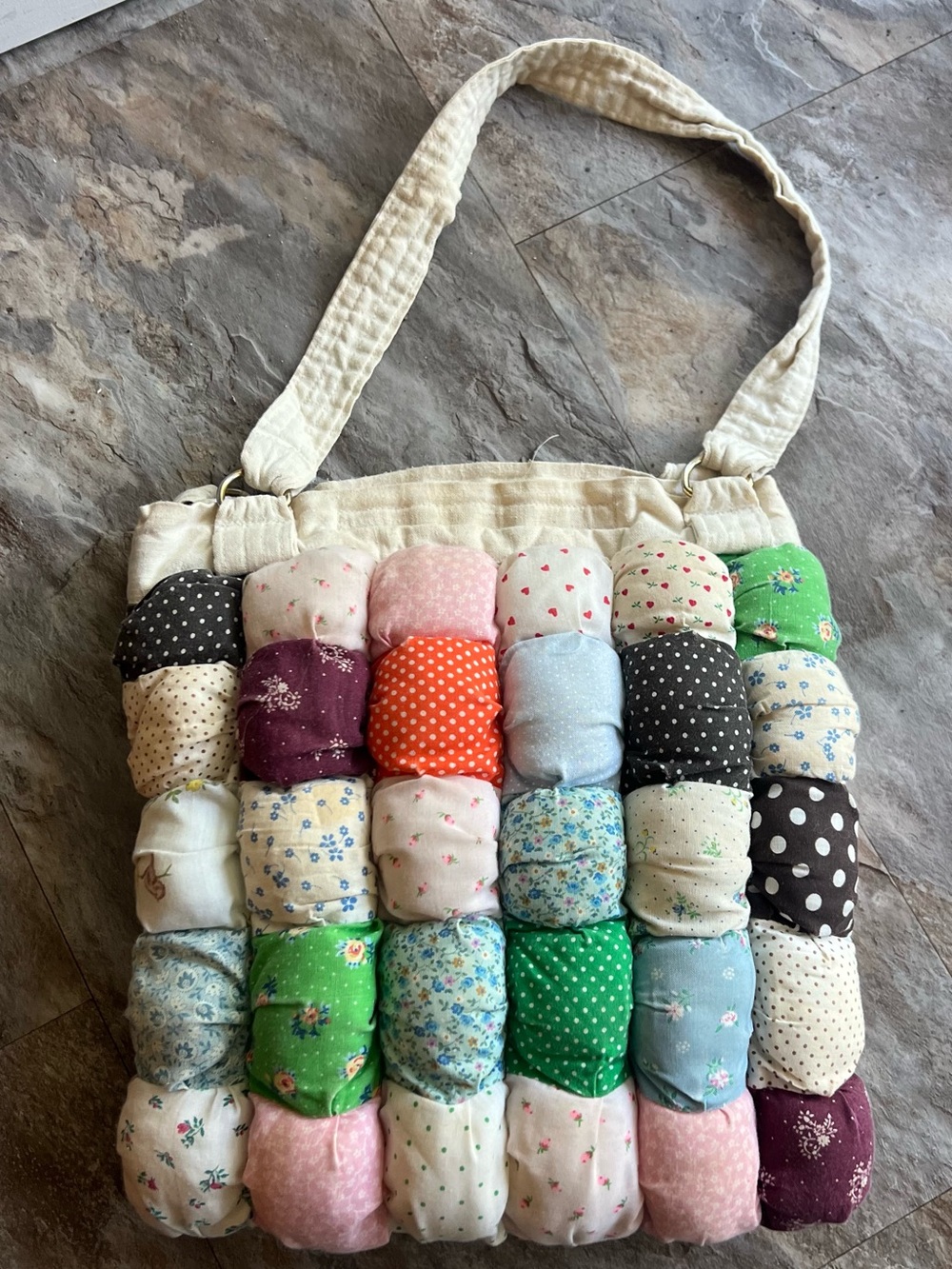 Boho-Chic aesthetic Puffy  Patchwork Tote